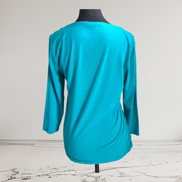 Cable & Gauge Turquoise Textured Shirt Size L - Picture 2 of 5